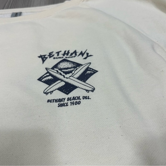 Bethany Beach Surf Shop Cream Graphic Sweatshirt Soft Loungewear Size L - Picture 4 of 6